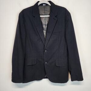 Gap Casual Sports Jacket Size M Black Two Button 100% Cotton Textured Teacher